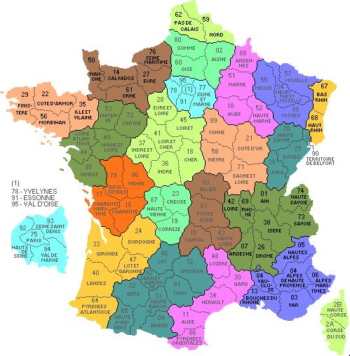 Carte de France des départements
