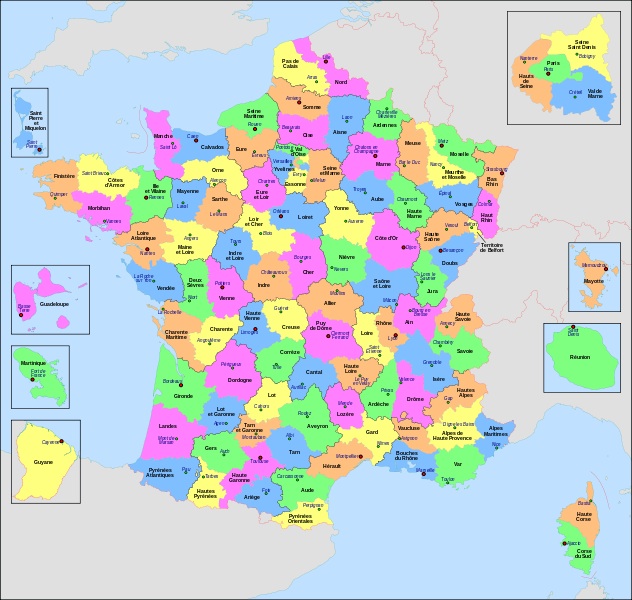 carte departements couleurs