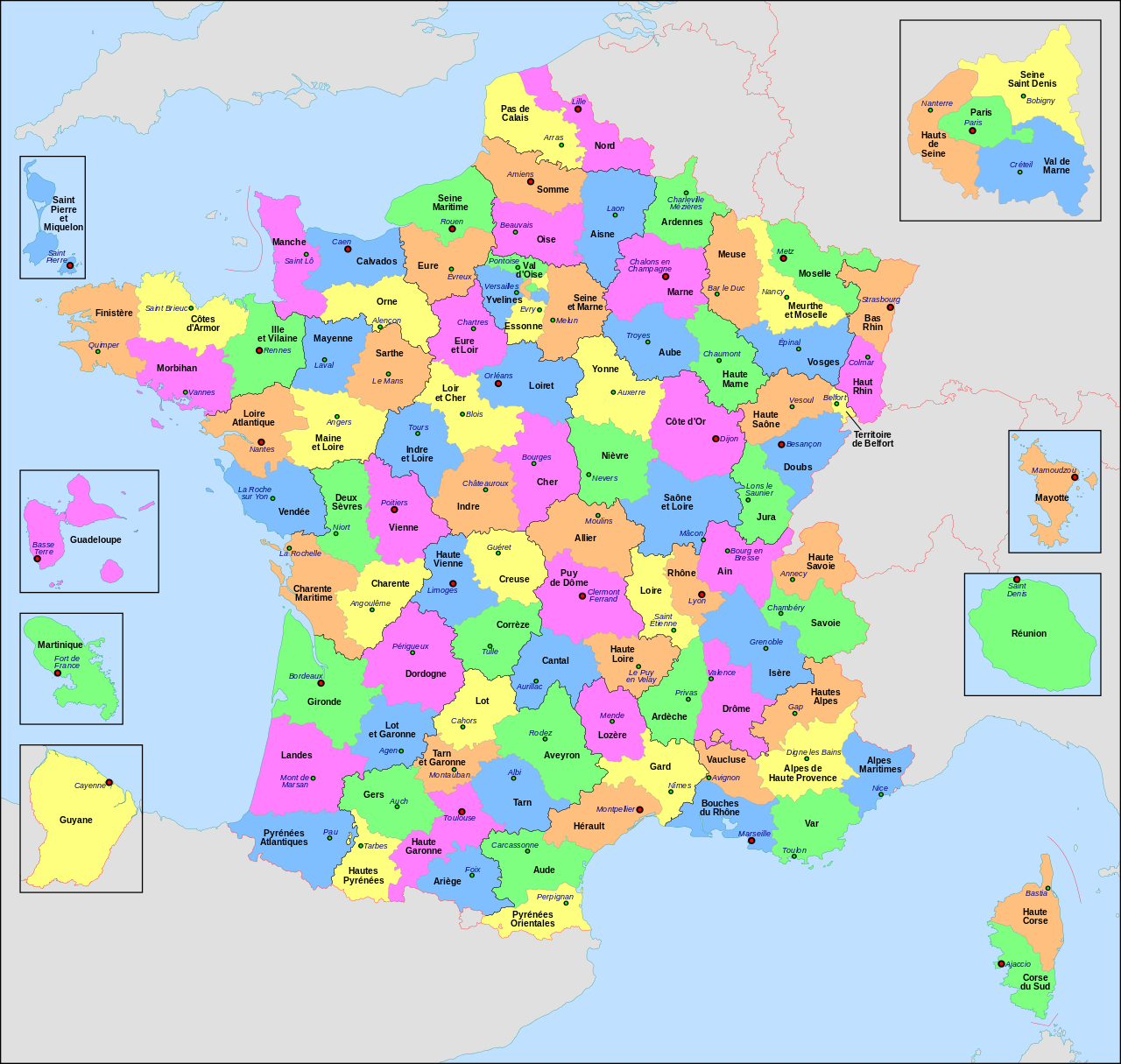 Cartes des départements et Quiz - Cartes de France