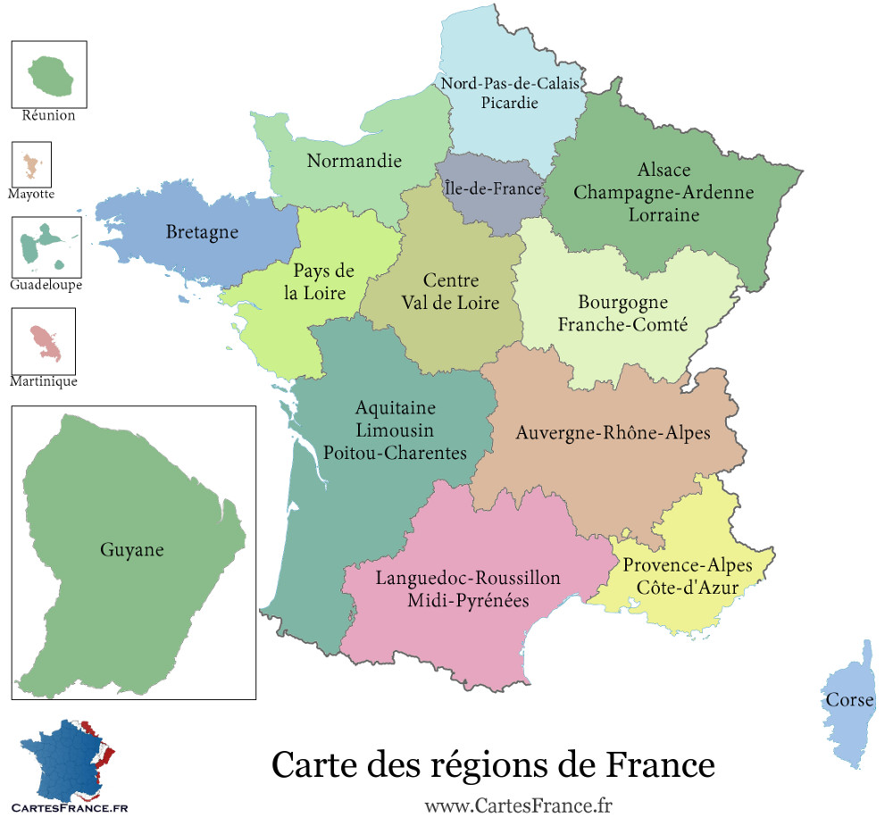 Cartes des régions et Quiz - Cartes de France