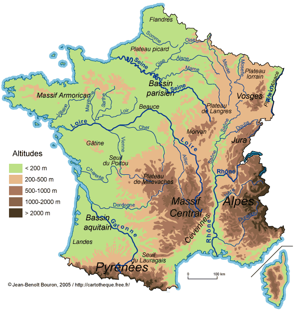 carte montagnes fleuves