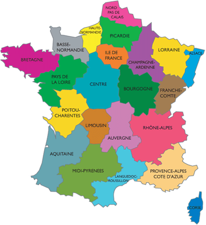 Carte des régions de France