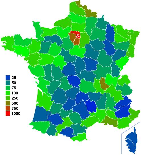 Carte de France population