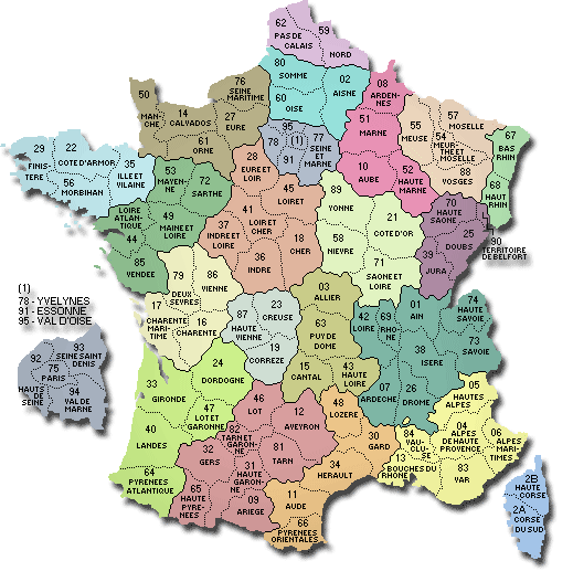 carte des départements