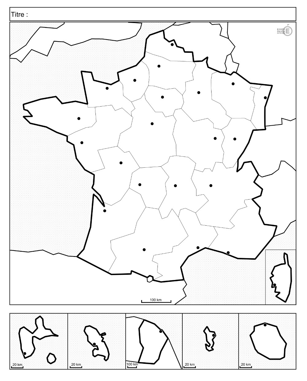 Carte de France vierge avec regions