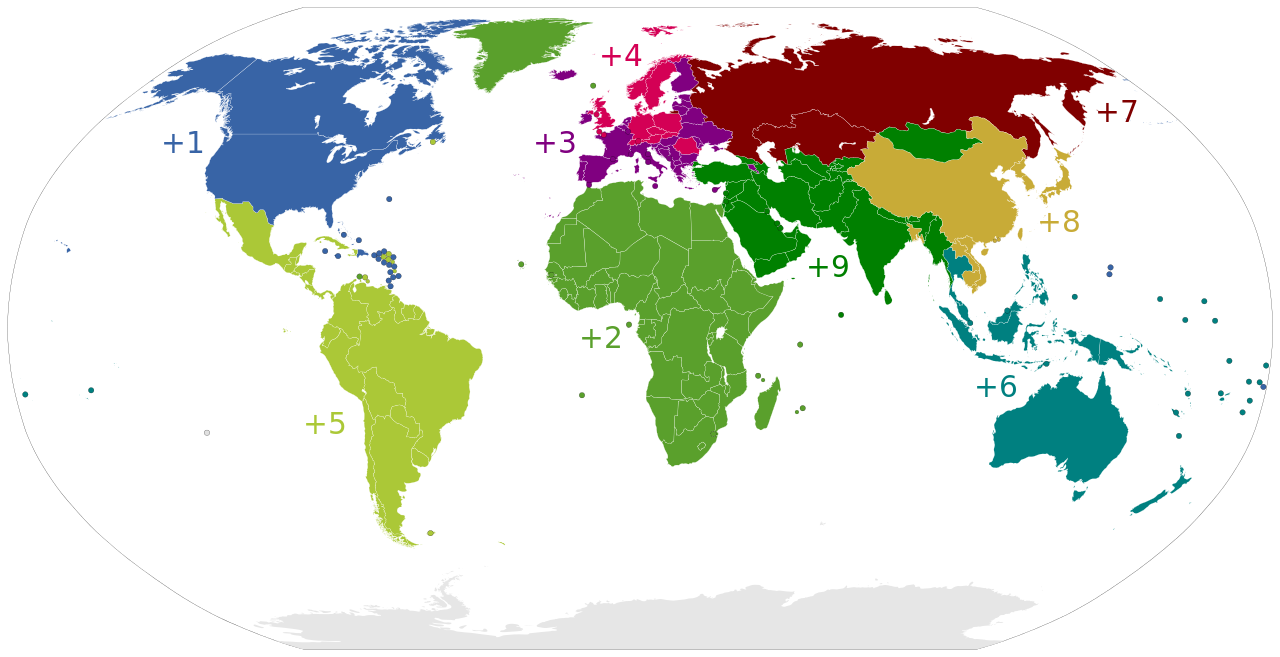 Cartes des indicatifs téléphoniques et Quiz