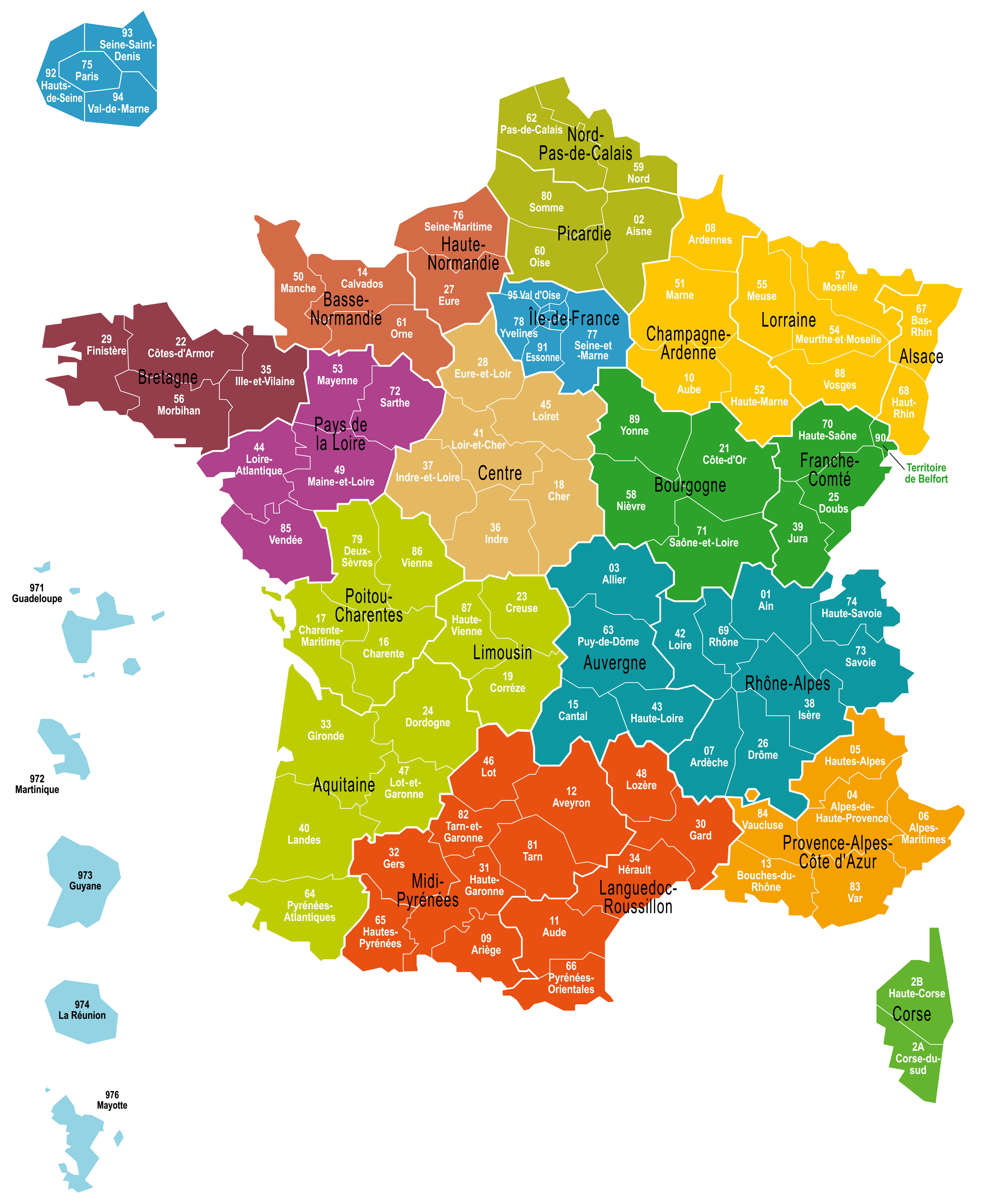 carte de france départements